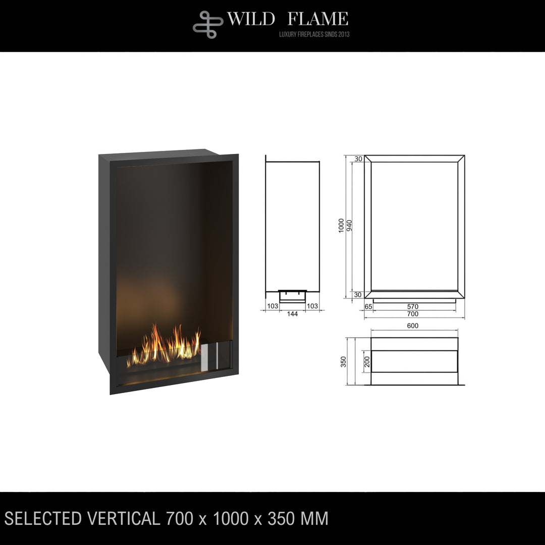 Bioethanol Einbau Kamin Ofen Vertikal - SELECTED 70x100