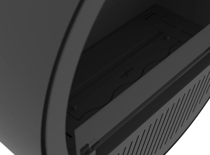 Bioethanol Wandkamin INCYCLE SLIM InFire SlimFire Schwarz Rund Wohnzimmer Nahaufnahme Brenner Glas Innenraum