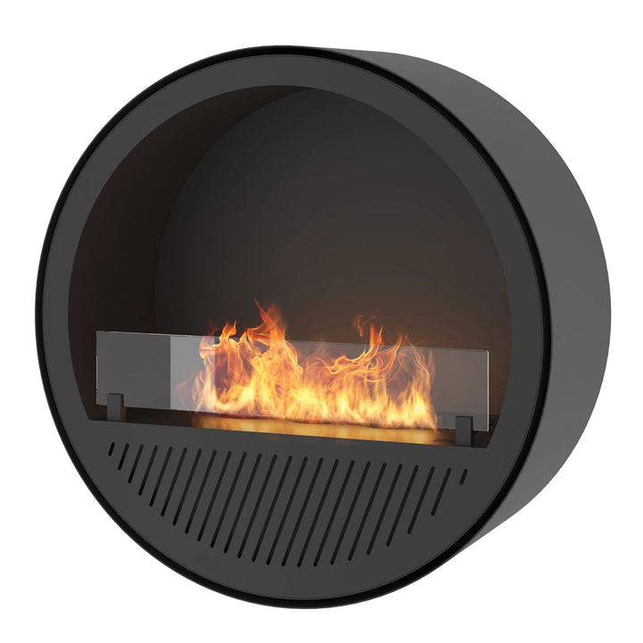 Bioethanol Wandkamin INCYCLE SLIM InFire SlimFire Schwarz Rund mit Glas Bio Ethanol Kamin Wandmontage