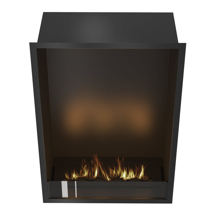 Bioethanol Einbau Kamin Einbaukamin Ofen Vertikal SELECTED XL 70x100x35cm mit Glas von Wild Flame Frontale Ansicht