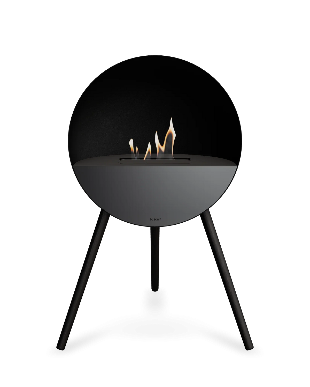 Bioethanol Standkamin Le Feu EYE freistehend in Schwarz mit oberem Glas in Schwarz, Frontglas in Schwarz und Standfüßen in Schwarz