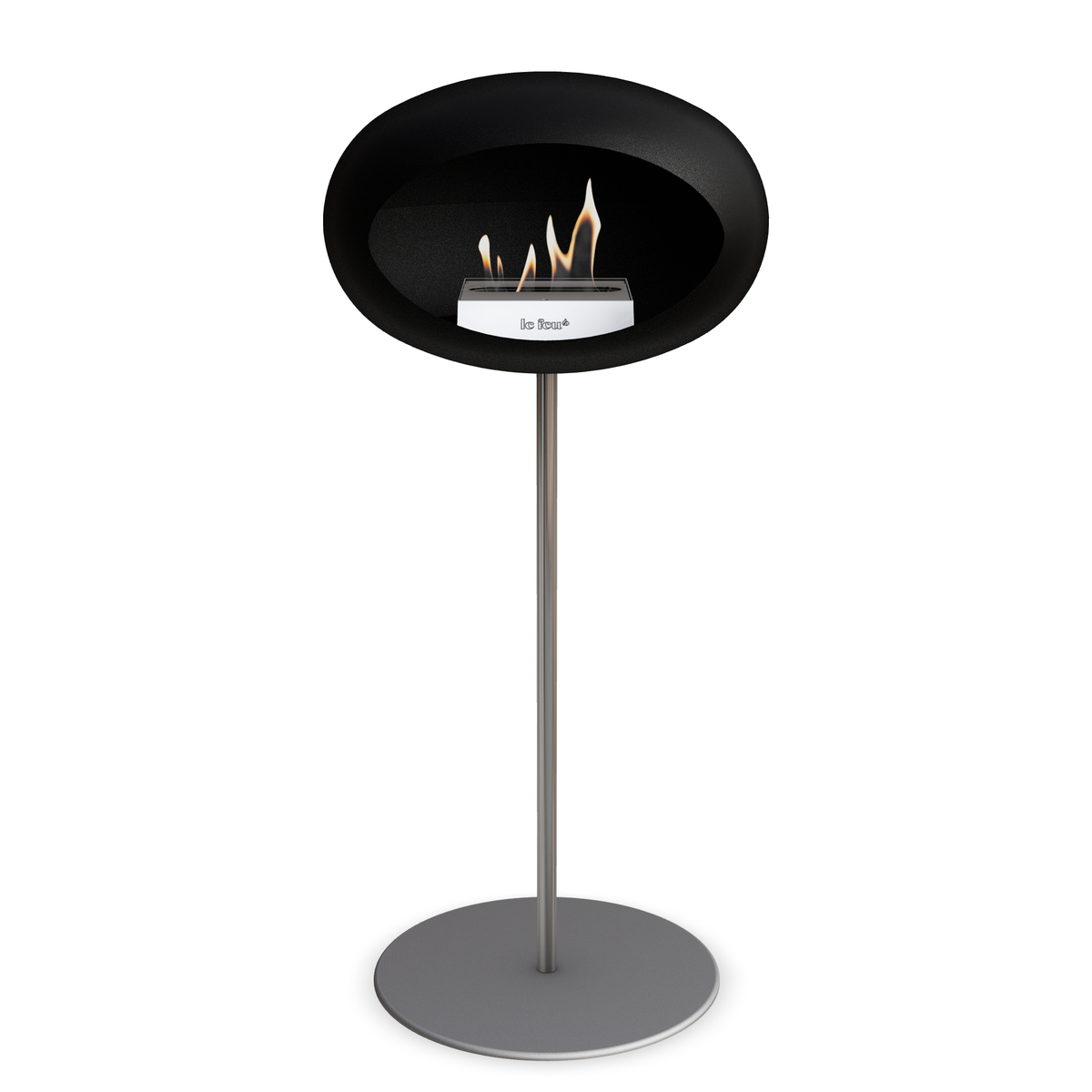 Bioethanol Standkamin Le Feu GROUND STEEL HIGH freistehend 25 mm in Schwarz mit Rohr Edelstahl, Brenner Edelstahl und Bodenplatte Nickel