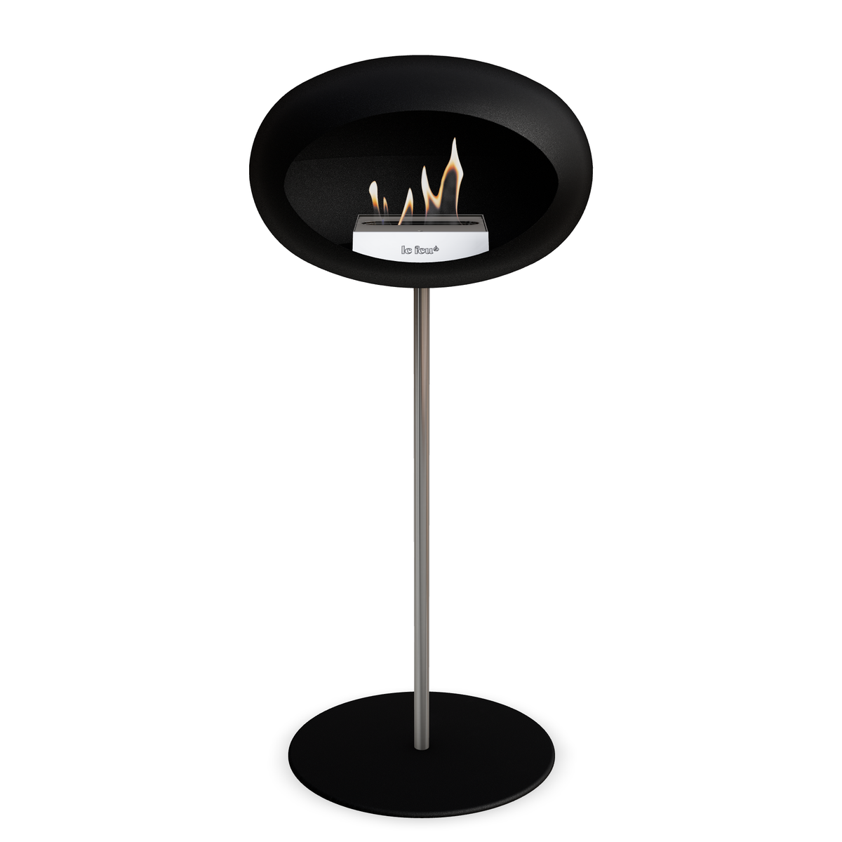 Bioethanol Standkamin Le Feu GROUND STEEL HIGH freistehend 25 mm in Schwarz mit Rohr Edelstahl, Brenner Edelstahl und Bodenplatte Schwarz