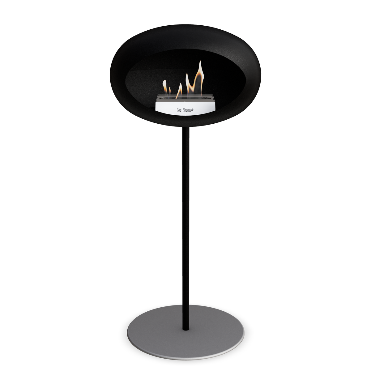 Bioethanol Standkamin Le Feu GROUND STEEL HIGH freistehend 25 mm in Schwarz mit Rohr Schwarz, Brenner Edelstahl und Bodenplatte Nickel