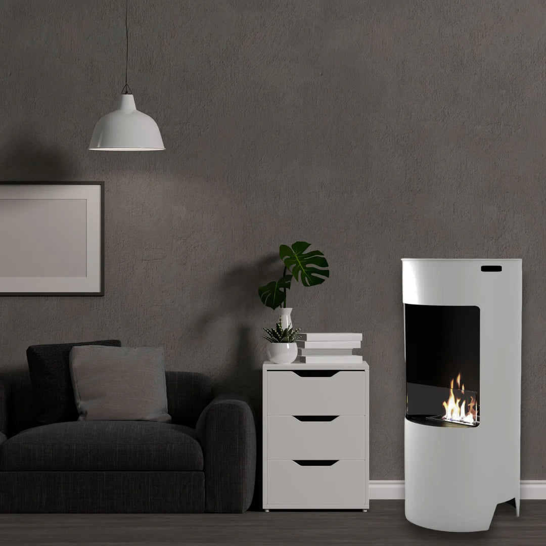 Freistehender Bioethanol Standkamin - LECCO Weiss