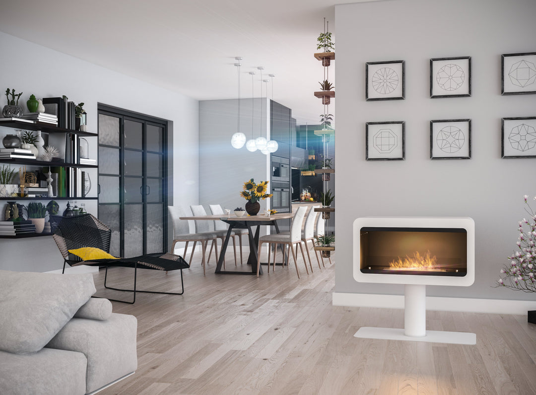 Freistehender Bioethanol Standkamin - INECCO Weiss
