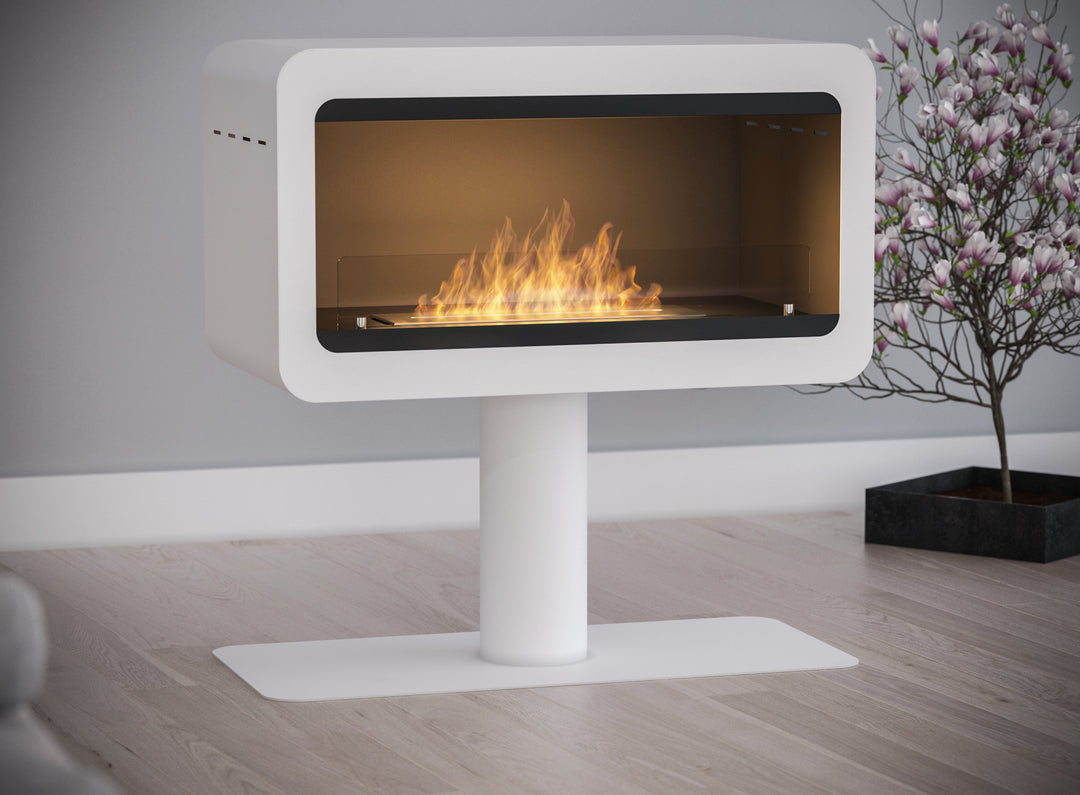 Freistehender Bioethanol Standkamin - INECCO Weiss