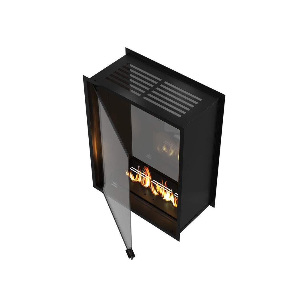 Zweiseitiger Bioethanol Kamin Vollglas Vertikal FAME 100x100 Einbau