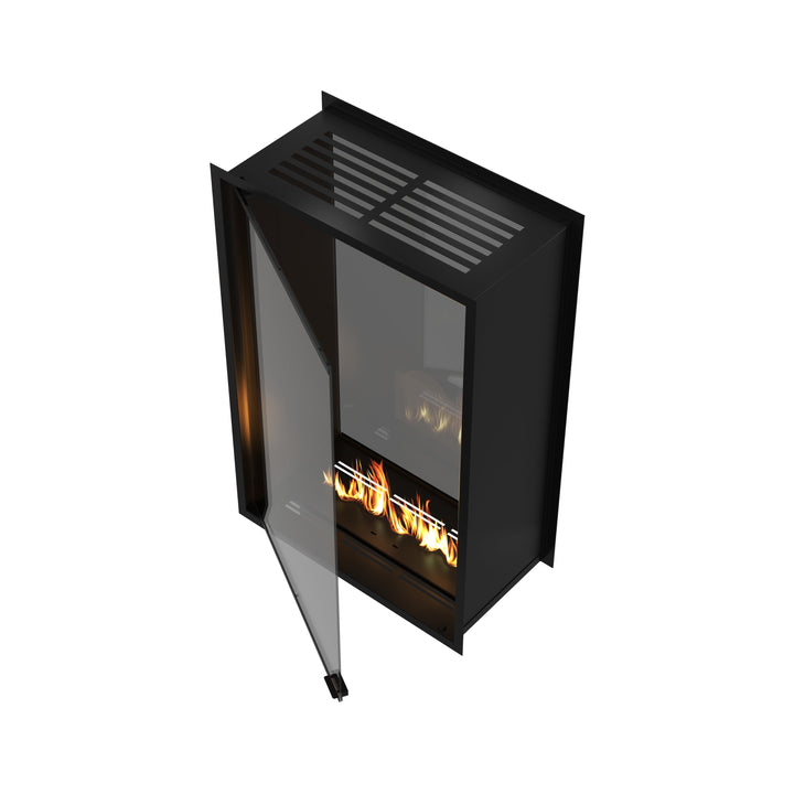 Zweiseitiger Bioethanol Kamin Vollglas Vertikal FAME 100x120 Einbau