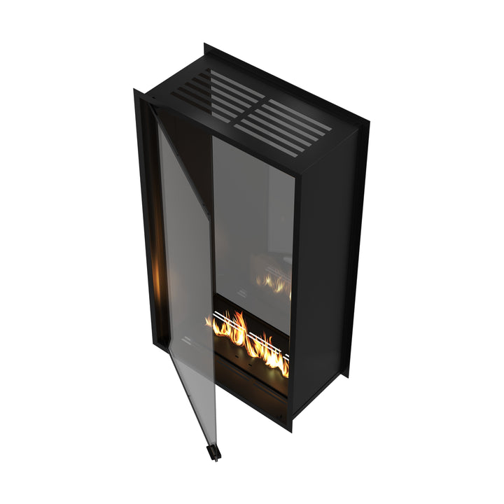 Zweiseitiger Bioethanol Kamin Vollglas Vertikal FAME 100x140 Einbau