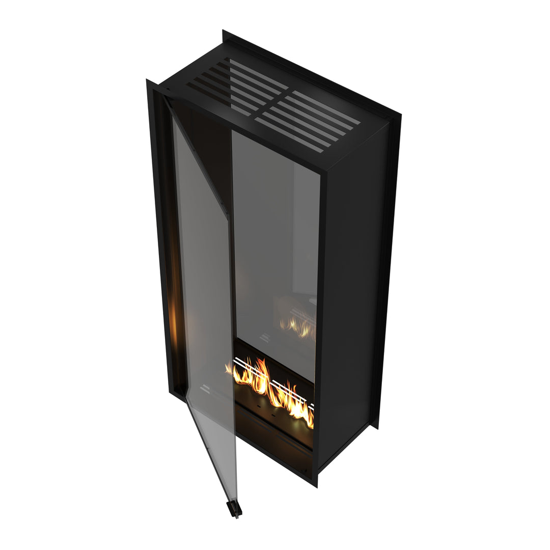 Zweiseitiger Bioethanol Kamin Vollglas Vertikal FAME 100x160 Einbau