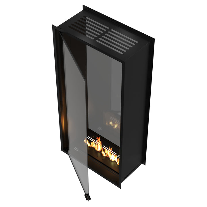 Zweiseitiger Bioethanol Kamin Vollglas Vertikal FAME 100x180 Einbau