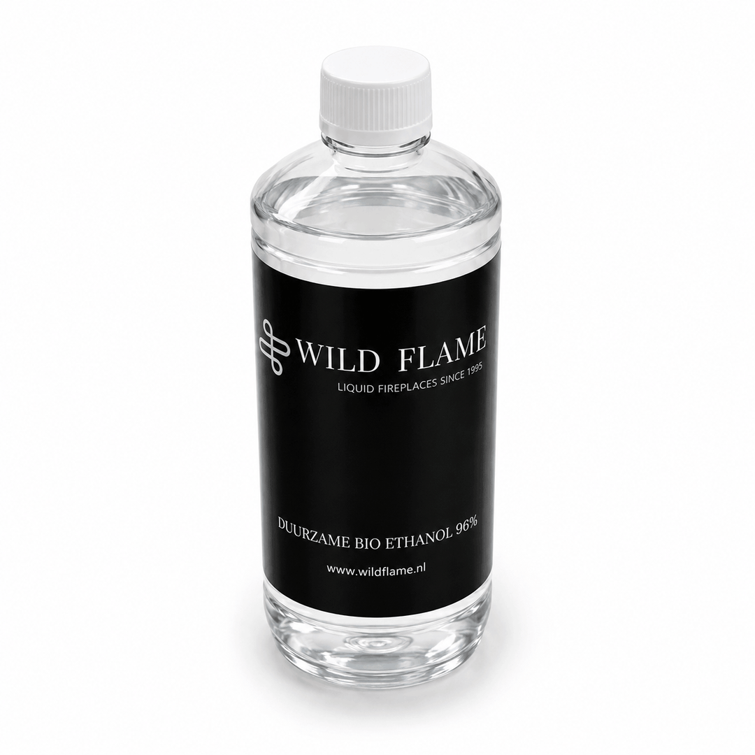 Bioethanol Brennstoff Kamine 96% Wild Flame 1 Liter Flasche Draufsicht