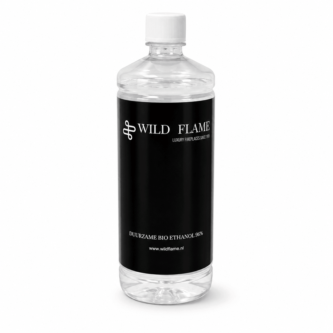 Bioethanol Brennstoff Kamine 96% Wild Flame 1 Liter Flasche Nahaufnahme