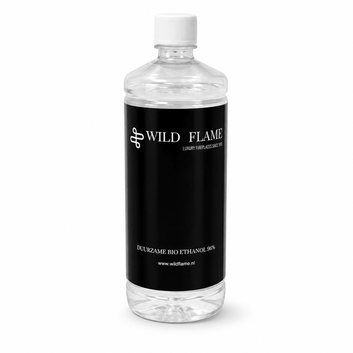 Bioethanol Brennstoff Kamine 96% Wild Flame 1 Liter Flasche Nahaufnahme