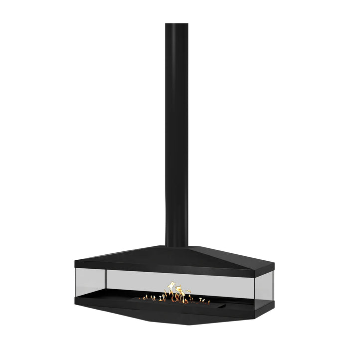 Bioethanol Deckenkamin AURA Glas Wild Flame Schwarz Designerkamin Decke Bio Ethanol Kamin Deckenmontage XXL