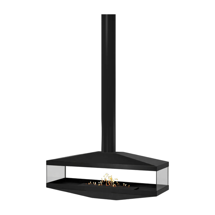Bioethanol Deckenkamin AURA Wild Flame Haengekamin Decke XXL Schwarz Deckenmontage Glas Bio Ethanol Designerkamin 