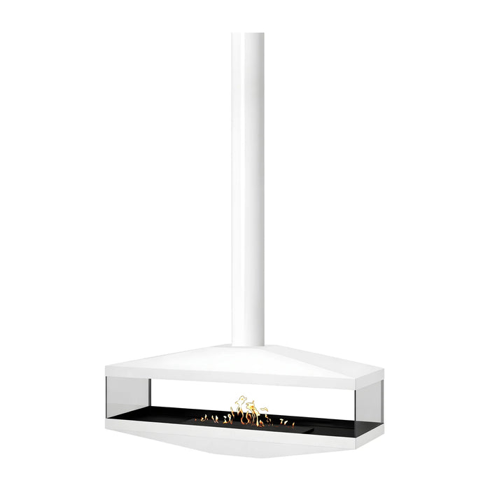 Bioethanol Deckenkamin AURA Wild Flame Weiss Designerkamin Decke Bio Ethanol Kamin Deckenmontage XXL mit Glas