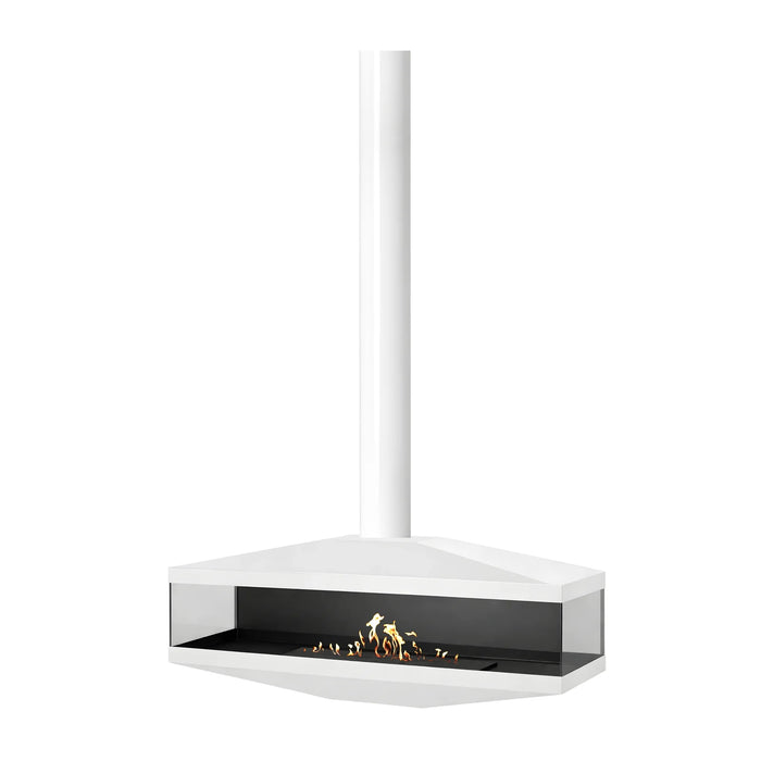 Bioethanol Deckenkamin Haengekamin AURA Steel Wild Flame Weiss Glas Bio Ethanol Kamin Decke Ofen Deckenmontage