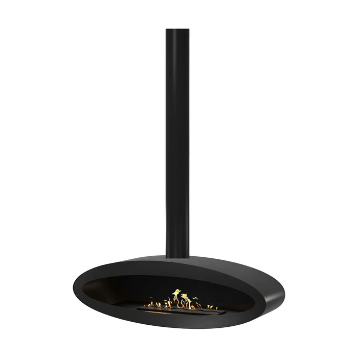 Bioethanol Deckenkamin Haengekamin Ethanol Kamin Decke TUBE XXL 120cm Schwarz Wild Flame Deckenmontag Oval