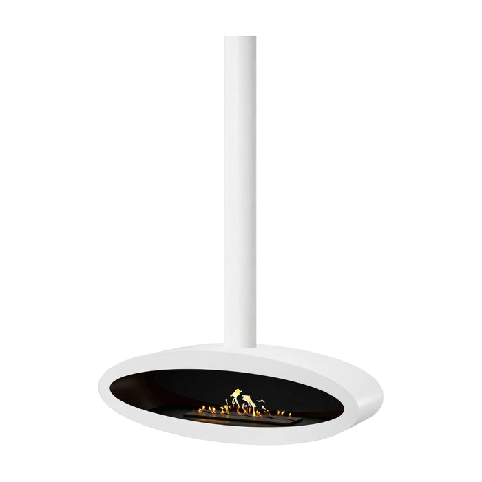 Bioethanol Deckenkamin Haengekamin Ethanol Kamin Decke TUBE XXL 120cm Weiss Wild Flame Deckenmontage Oval