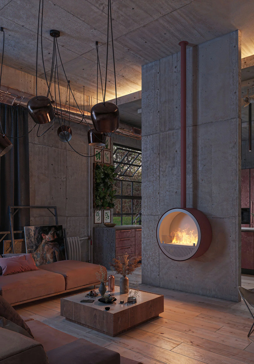 Bioethanol Deckenkamin INCYCLE Slim InFire SlimFire Weiss Bio Ethanol Decke Deckenmontage Kamin Wohnzimmer Designer Modern