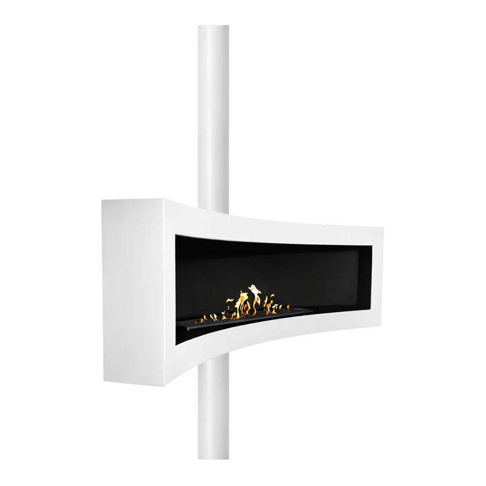 Bioethanol Deckenkamin TOBAV CURVED Wild Flame Haengekamin Decke XXL Weiss Bodenbefestigung