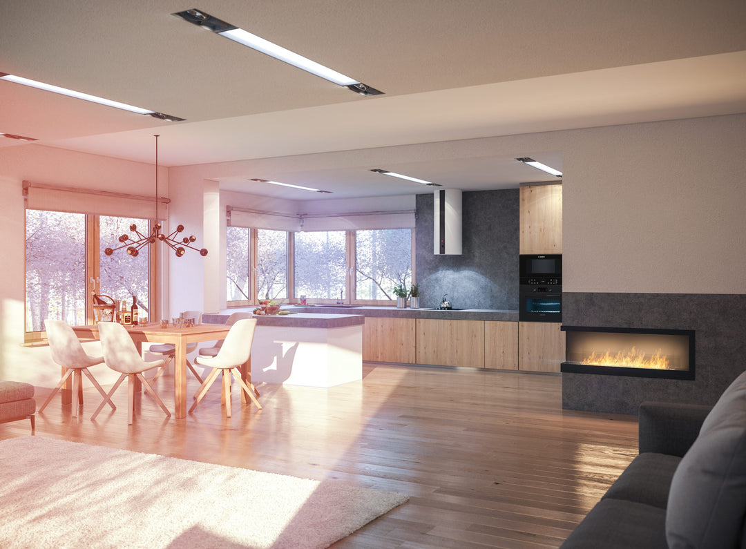 Bioethanol Eck Einbaukamin CORNER 1200 L Ecke Links SimpleFire InFire Wohnzimmer Modern Essbereich