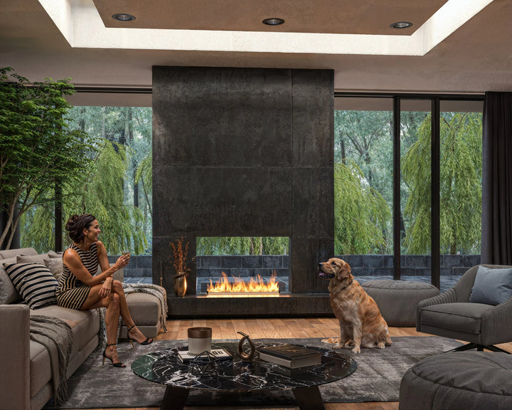 Bioethanol Einbau Brenner Einsatz Kassette ETRONIC BASIC 1000 von InFire App Steuerung Pumpe Automatisch Wohnzimmer Raumteiler Luxus Modern