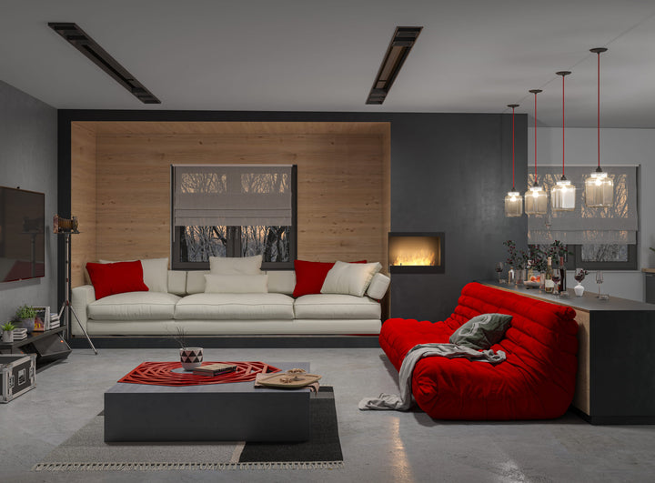 Bioethanol Einbau Eckkamin CORNER L600 60cm Ecke Links SimpleFire InFire Designer Wohnzimmer Togo Sofa