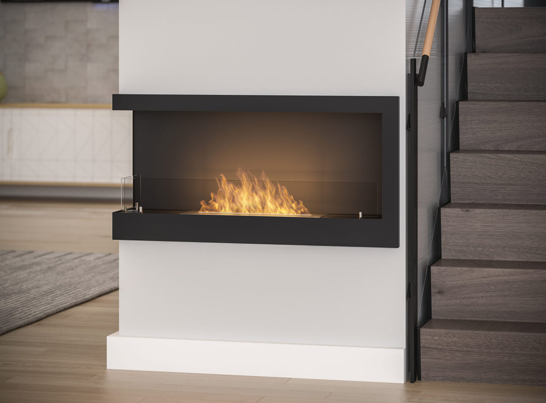 Bioethanol Einbau Eckkamin CORNER L900 SimpleFire InFire Einbaukamin Ecke Links in modernen Flur