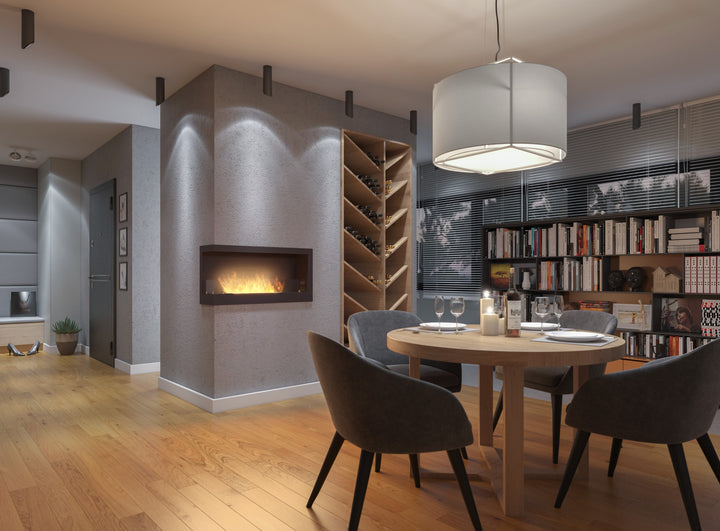 Bioethanol Einbau Eckkamin CORNER L900 SimpleFire InFire Einbaukamin Ecke in modernen Esszimmer