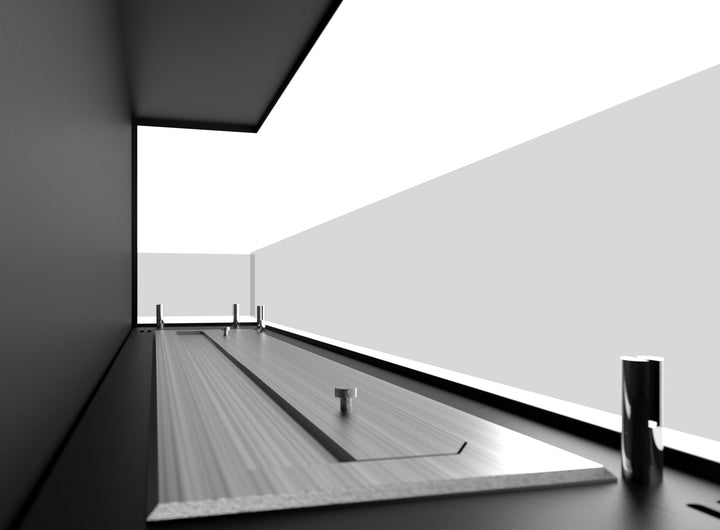 Bioethanol Einbau Eckkamin CORNER R1200 120cm SimpleFire InFire Ecke Rechts Detailansicht Stahl Glas