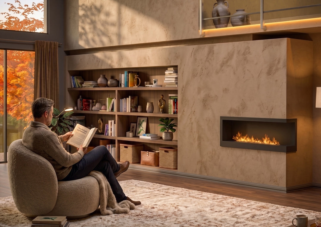 Bioethanol Einbau Eckkamin CORNER R1200 120cm SimpleFire InFire Luxus Wohnzimmer Mediterran