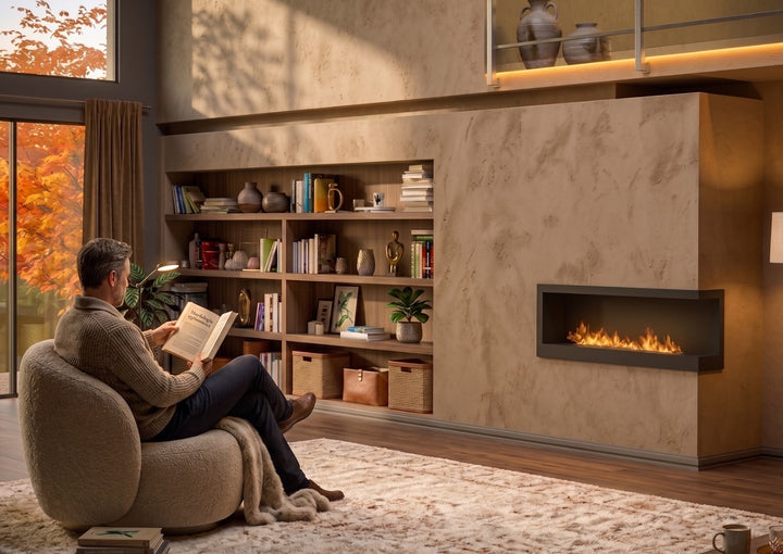 Bioethanol Einbau Eckkamin CORNER R1200 120cm SimpleFire InFire Luxus Wohnzimmer Mediterran