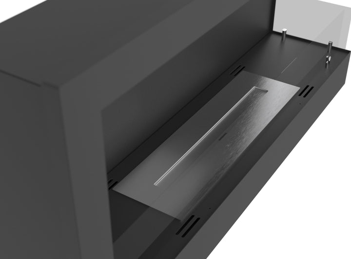 Bioethanol Einbau Eckkamin Corner 900 Rechts SimpleFire InFire Nahaufnahme Stahl Glas