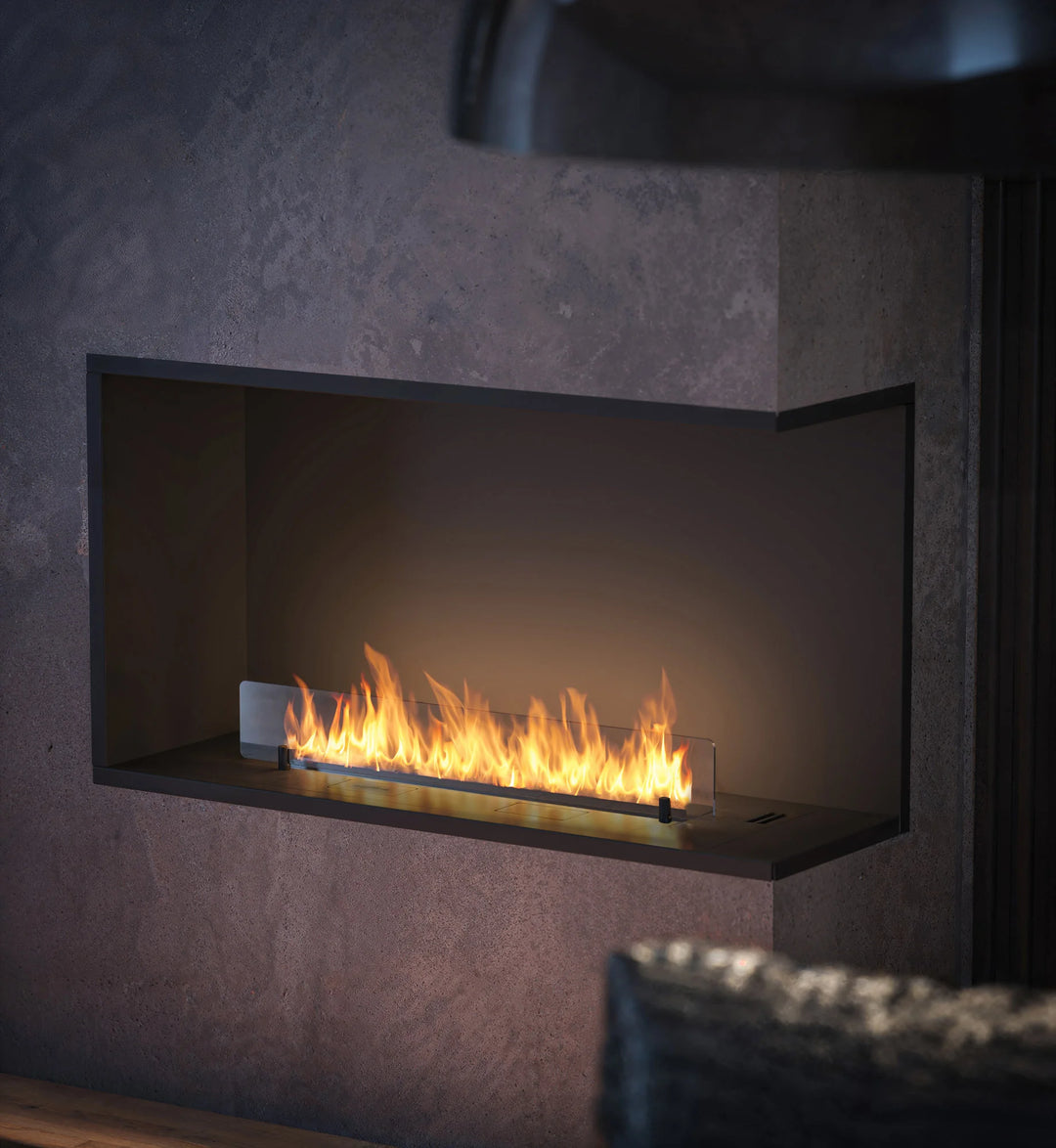 Bioethanol Einbau Eckkamin Einbaukamin Ecke Ofen ETRONIC BASIC INSIDE R1000 InFire Automatisch Pumpe App Fernbedienung Wohnbereich Modern 
