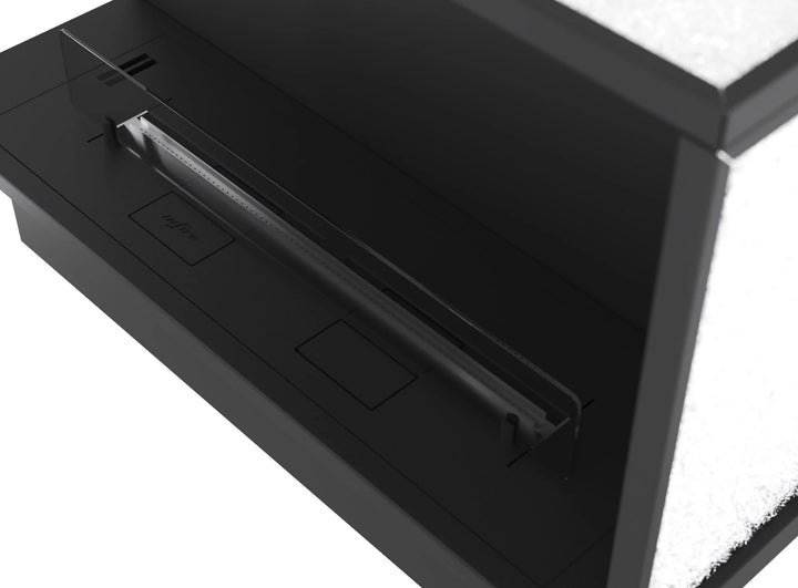 Bioethanol Einbau Eckkamin Einbaukamin Ecke Ofen ETRONIC BASIC Links 1000 InFire Automatisch Pumpe App Fernbedienung Nahaufnahme