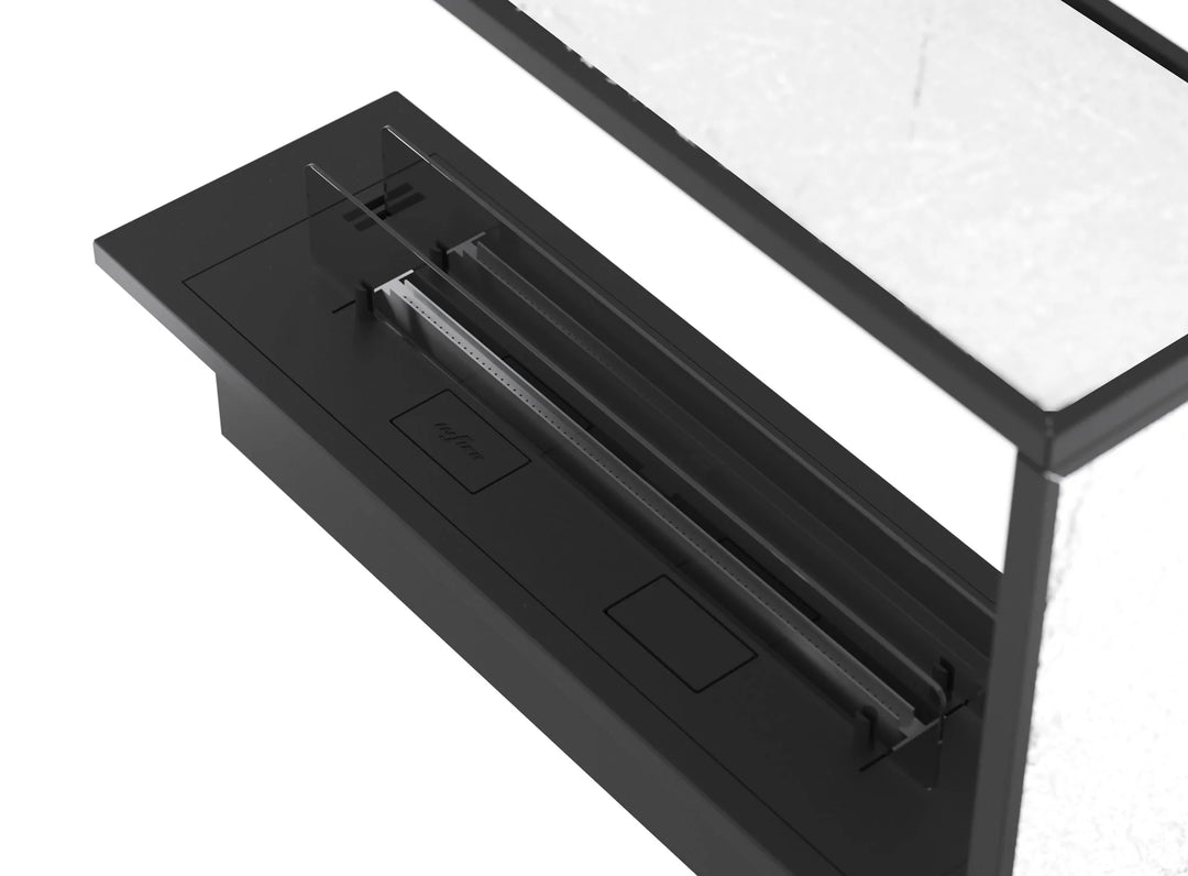 Bioethanol Einbau Kamin Einbaukamin Dreiseitig Raumteiler ETRONIC BASIC U1000 InFire Automatisch Pumpe App Fernbedienung Draufsicht