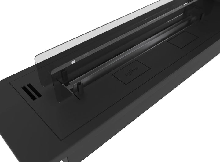 Bioethanol Einbau Kamin Einbaukamin Dreiseitig Raumteiler ETRONIC BASIC U1000 InFire Automatisch Pumpe App Fernbedienung Glas Brenner Nahaufnahme