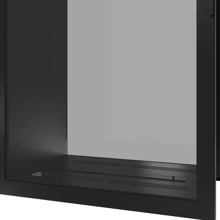 Bioethanol Einbau Tunnelkamin Vollglas Vertikal FAME Wild Flame Glastuer Nahaufnahme Frontal