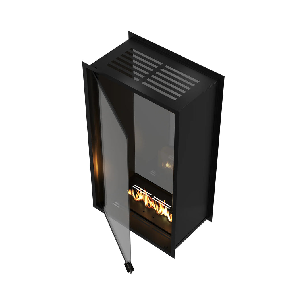 Bioethanol Einbau Tunnelkamin Zweiseitig Raumteiler Vollverglasung FAME Vertikal 70x120cm Ethanol Tunnelofen Offen Draufsicht