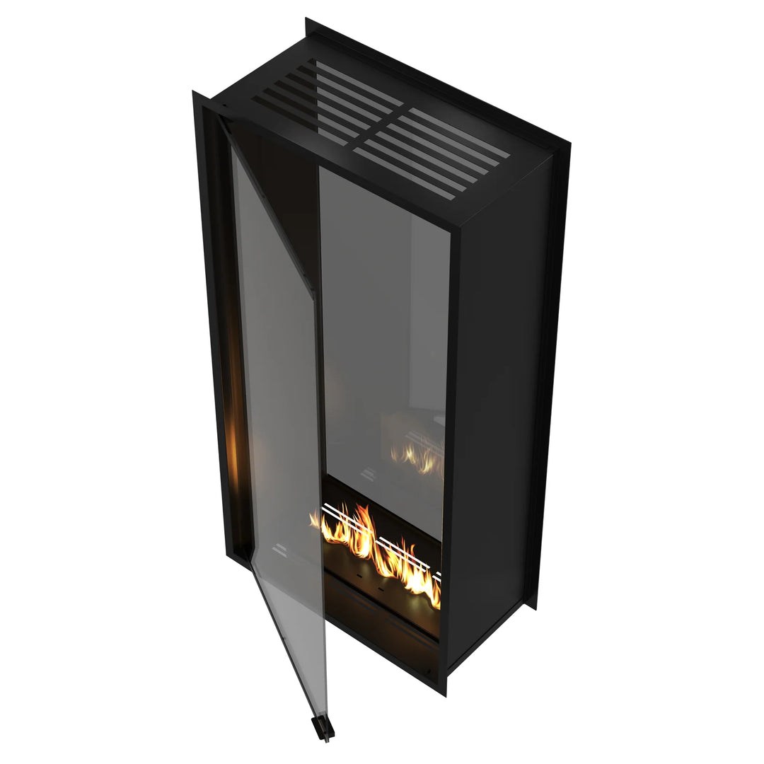 Bioethanol Einbau Tunnelkamin Zweiseitig Raumteiler Vollverglasung FAME Vertikal 80x180cm Ethanol Tunnelofen Offen Draufsicht