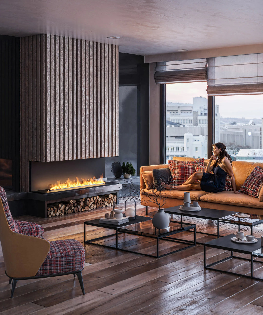 Bioethanol Einbaukamin Dreiseitig Raumteiler INSIDE ETRONIC C1800 180cm von InFire App Steuerung Pumpe Automatisch Fernbedienung Wohnzimmer Modern