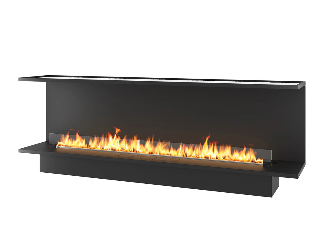 Bioethanol Einbaukamin Dreiseitig Raumteiler INSIDE ETRONIC C2000 200cm von InFire App Steuerung Pumpe Automatisch Fernbedienung Glas