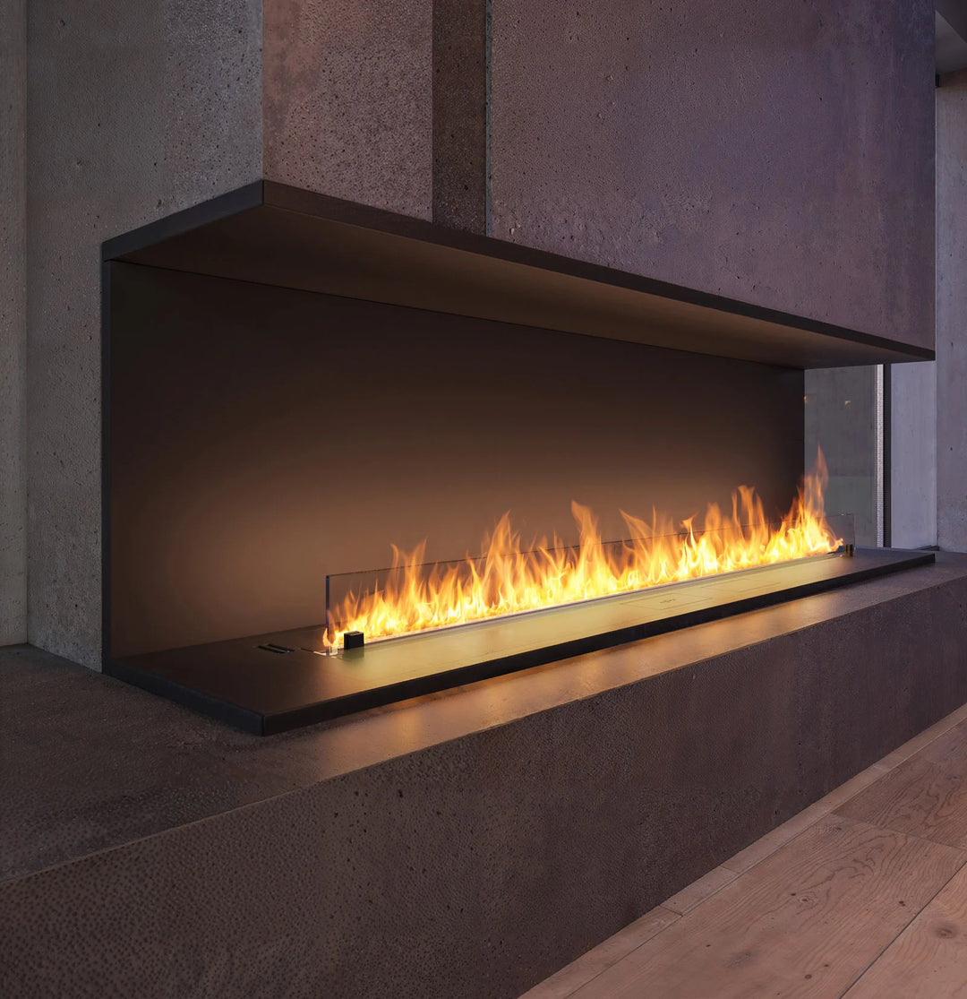 Bioethanol Einbaukamin Dreiseitig Raumteiler INSIDE ETRONIC C2000 200cm von InFire App Steuerung Pumpe Automatisch Fernbedienung Wohnzimmer