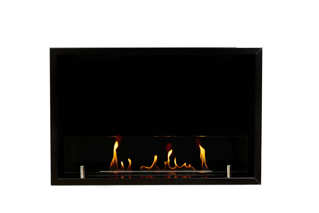 Bioethanol Einbaukamin Einbau Kamin Le Feu CLEVER 60 SmartFire Automatisch Fernbedienung Pumpe Einseitig Schwrz mit Glas
