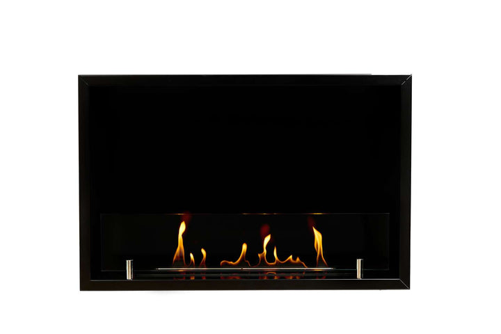 Bioethanol Einbaukamin Einbau Kamin Le Feu CLEVER 60 SmartFire Automatisch Fernbedienung Pumpe Einseitig Schwrz mit Glas