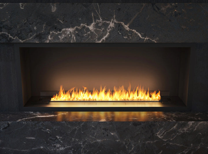 Bioethanol Einbaukamin Einbau Kamin Ofen ETRONIC BASIC INSIDE 1400 InFire Automatisch Pumpe App Fernbedienung Wohnzimmer Nahaufnahme