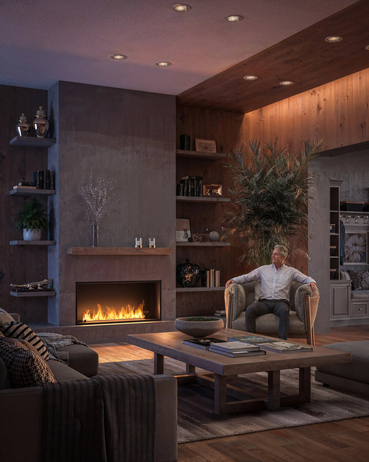 Bioethanol Einbaukamin Ofen Einbau Kamin INSIDE ETRONIC 1200 120cm von InFire App Steuerung Pumpe Automatisch Fernbedienung Wohnzimmer Luxus Modern